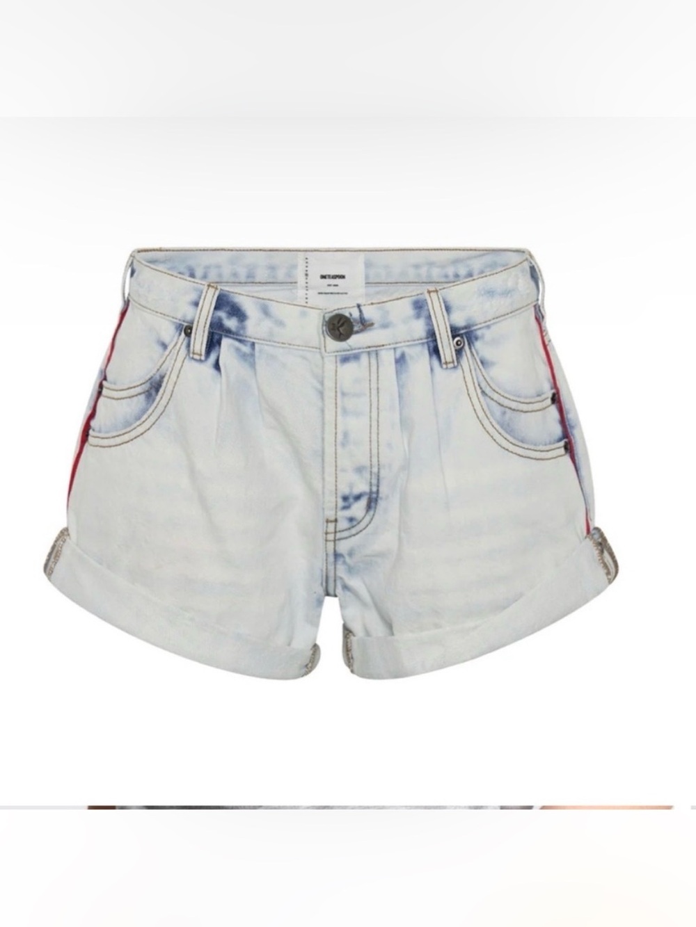 One Teaspoon Smiths Tailored Denim Shorts Size 30 NWT Red Side Stripe